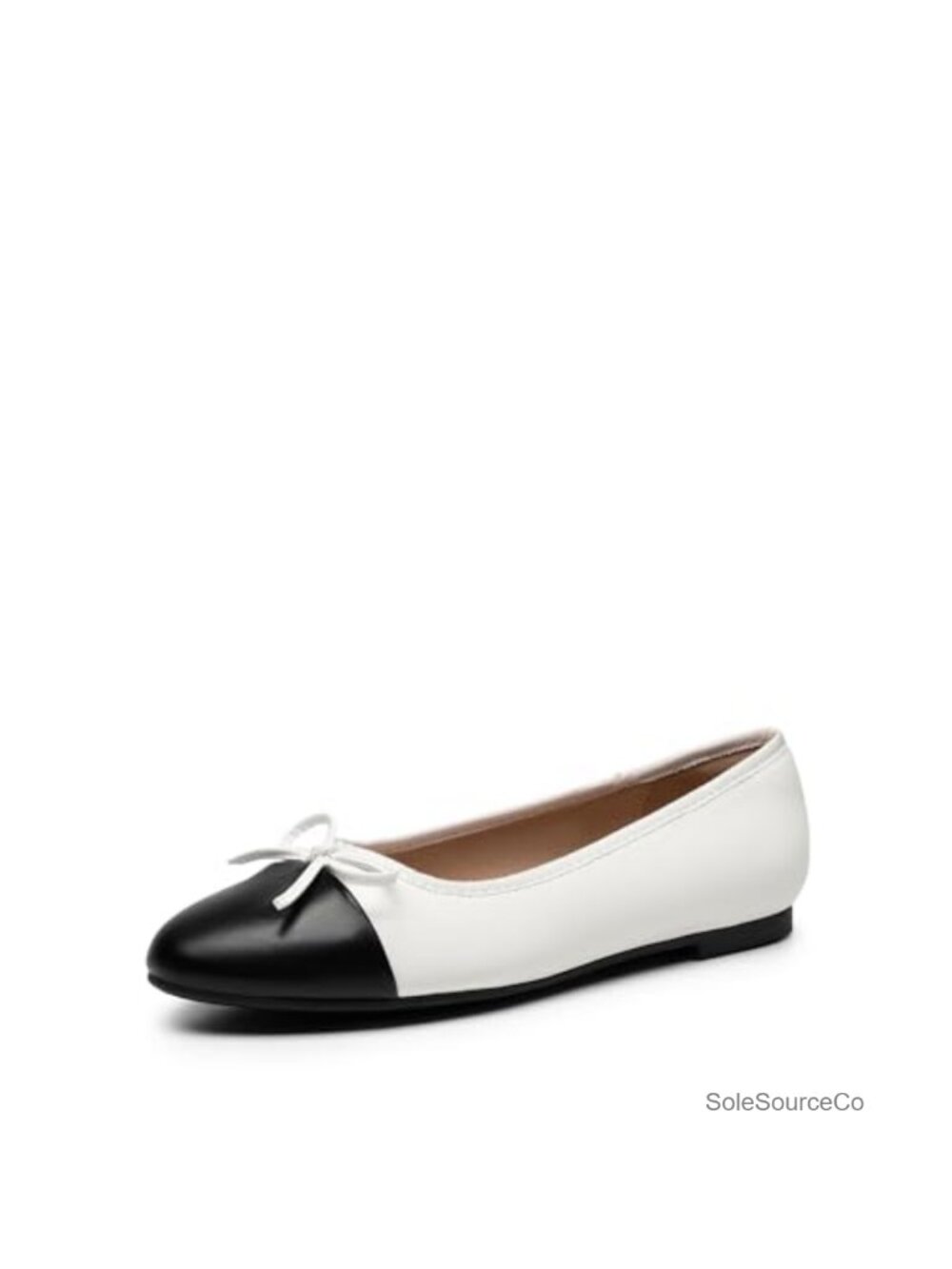 Women's Bow Accent Ballet Flats, Faux Leather Slip-on Dress Shoes, Comfortable